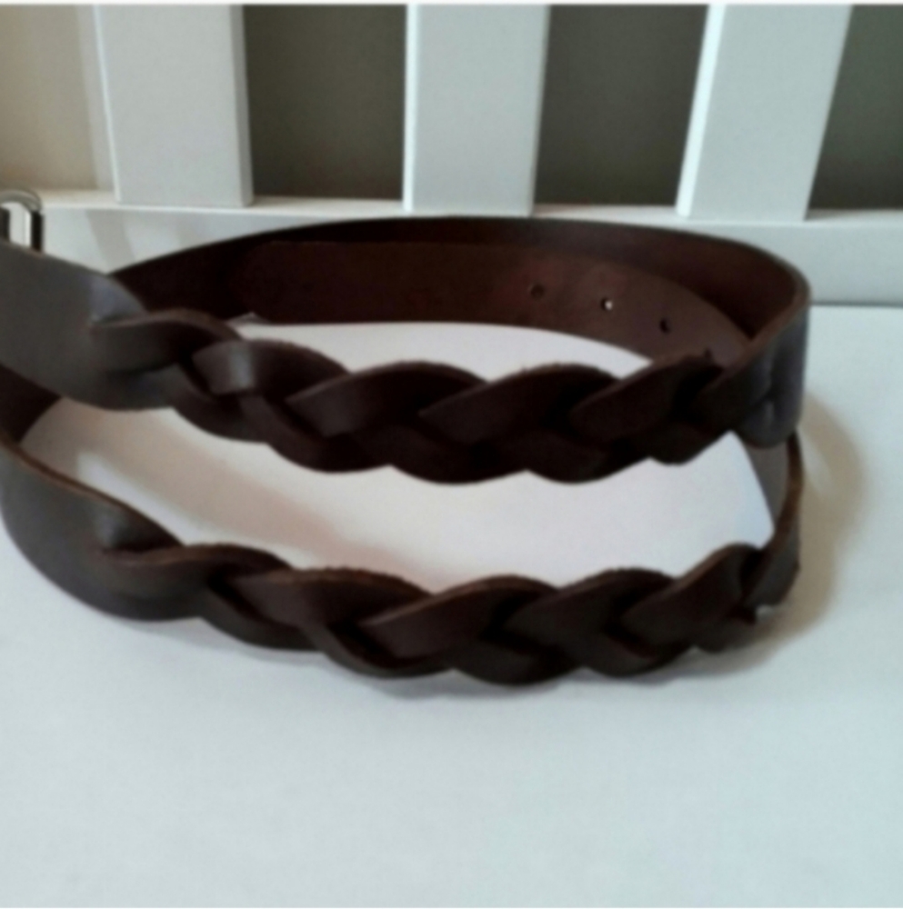 Massimo Braided Brown Leather Belt Women's XXL Length 45.5" W/O Buckle Cowgirl